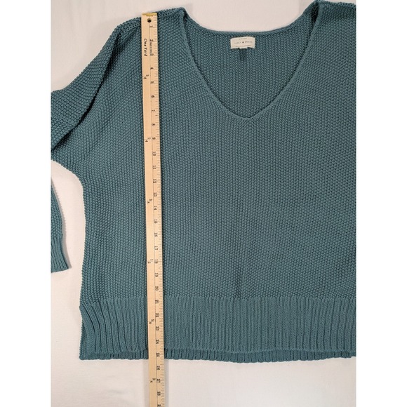 Lucky Brand Knit Sweater Women Teal XL V-neck slouchy Shoulder casual dress cozy - Picture 7 of 11